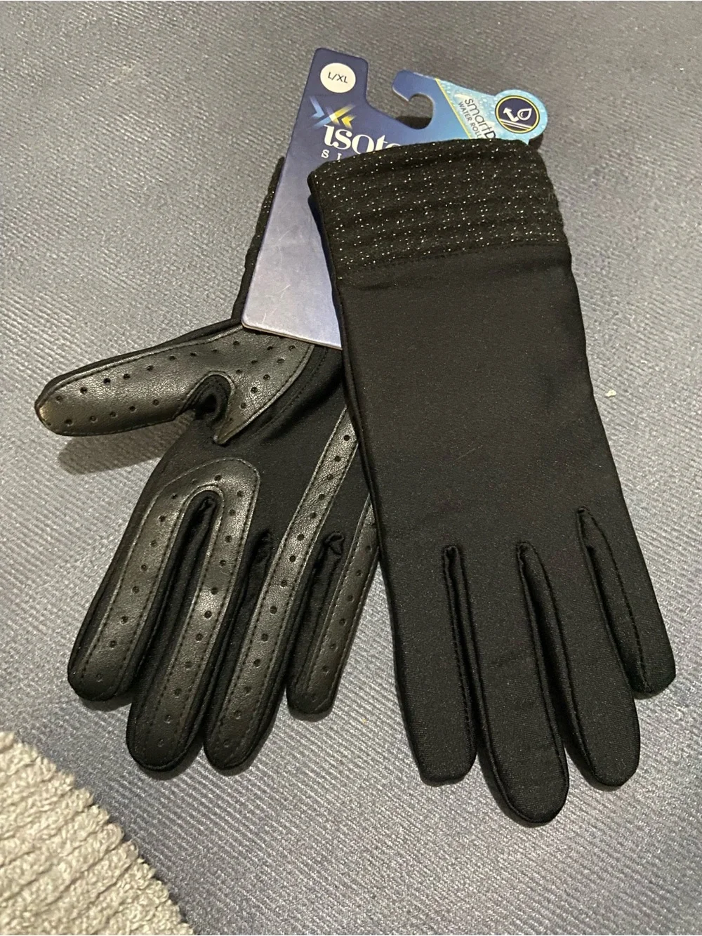 Isotoner Soft Black Gloves L/ XL Brand New